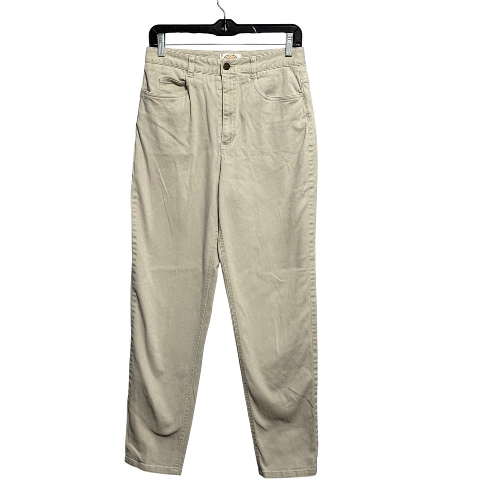 Talbots Womens High Rise Stretch Khaki Pants Tan Tapered Leg Size 8